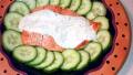 Grilled Salmon With Chive and Dill Sauce and Cucumbers created by Lorac