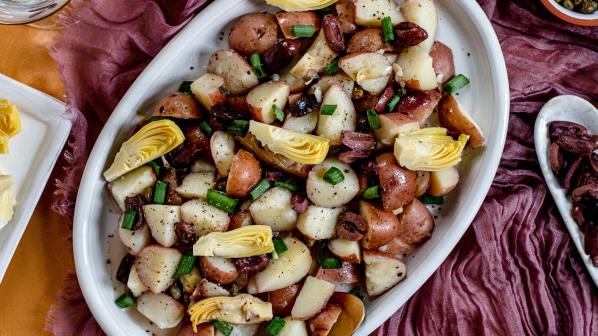 Potato Salad with Artichoke Hearts, Capers & Olives