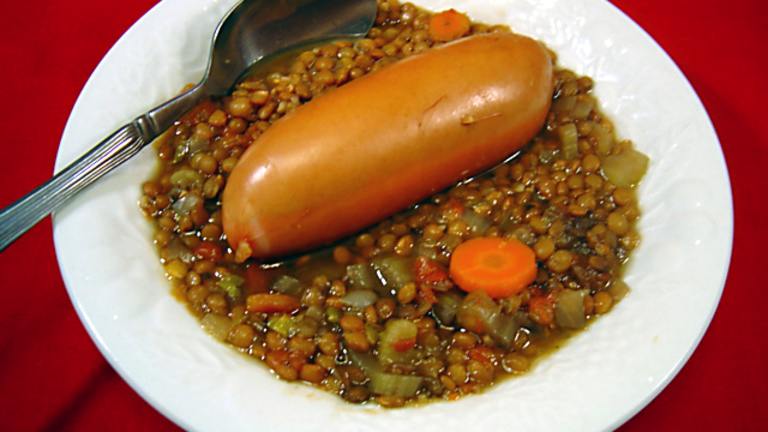 Lentil & Frankfurter Soup in Crock Pot created by PalatablePastime