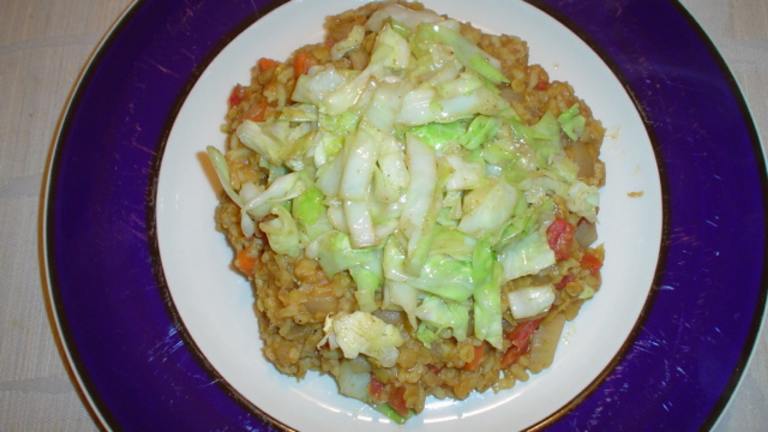 Dal and Rice With Spicy Fried Cabbage Created by ketchupqueen