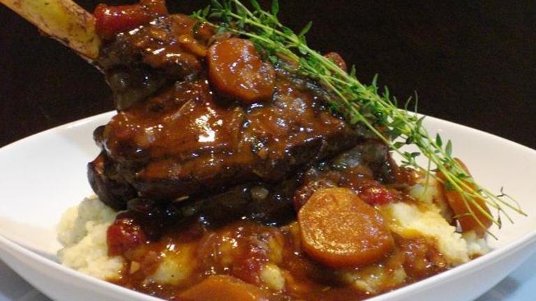 Red Wine and Rosemary Braised Lamb Shanks Created by The Flying Chef