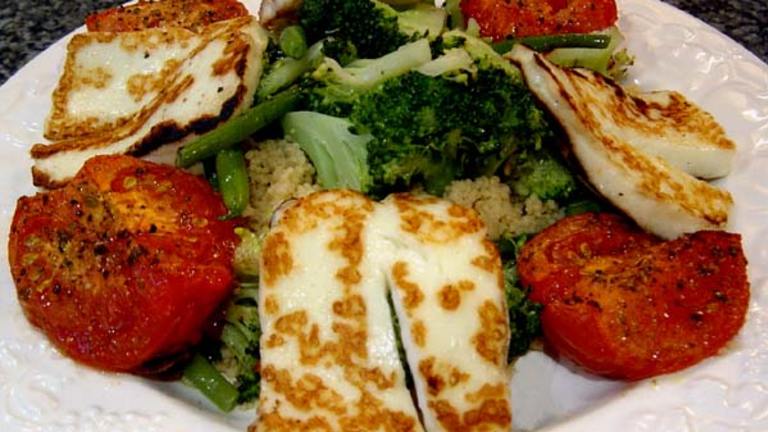 Spiced Couscous With Grilled Halloumi and Steamed Veggies created by Sackville