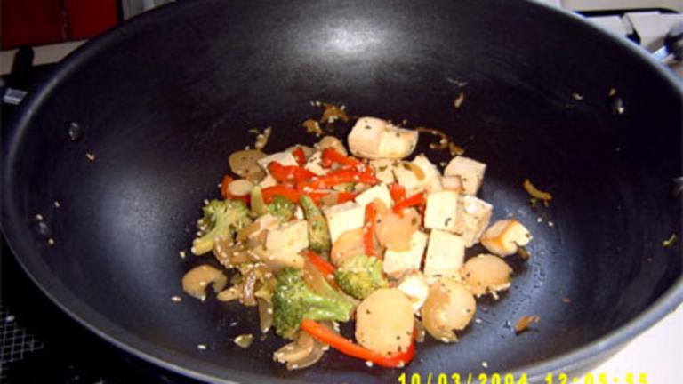 Veggie Tofu Stir-Fry With Sesame Seeds Over Brown Rice Created by shampagne