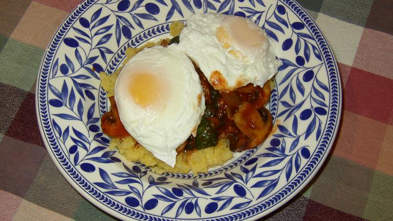 Polenta and Poached Eggs With Spinach and Mushrooms created by bikerchick
