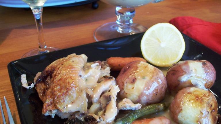 Roasted Chicken With Spring Vegetables and Lemon-Honey Sauce Created by lazyme