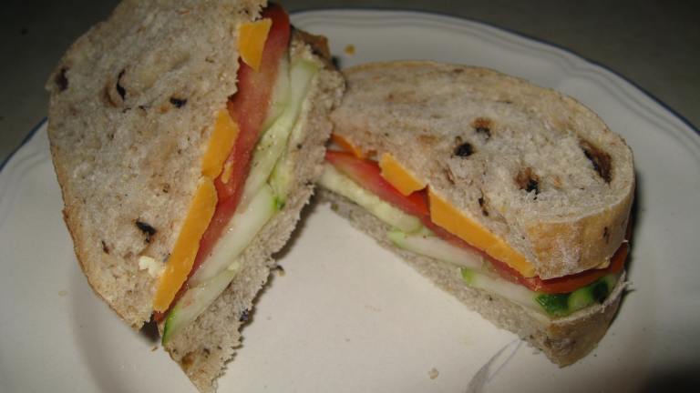 Cucumber, Tomato and Cheddar Sandwich Created by KellyMae