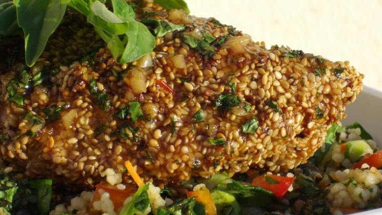 Sesame Encrusted Chicken Breasts With Ginger-soy Sauce Created by The Flying Chef
