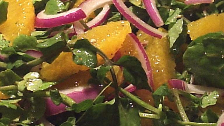 Watercress, Orange and Red Onion Salad Created by Fairy Nuff