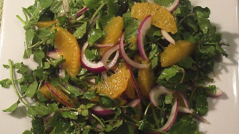 Watercress, Orange and Red Onion Salad Created by Fairy Nuff