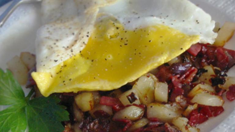 Corned Beef Hash With Fried or Poached  Egg Created by Caroline Cooks