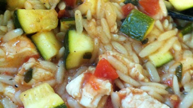 Chicken, Tomato, Zucchini, and Orzo Stew Created by HisPixie