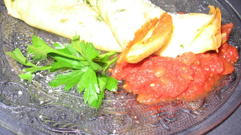 Herbed Crepes With Ricotta, Green Peppers and Tomato Sauce created by Chez Desireacutee
