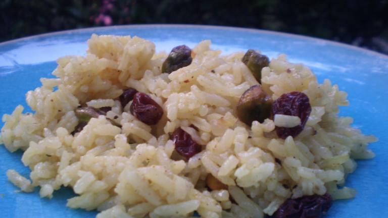 Indian Sweet Saffron Rice With Raisins and Pistachios Created by breezermom