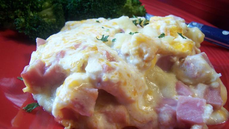 Baked Ham and Cheese in a Mashed Potato Crust created by Parsley