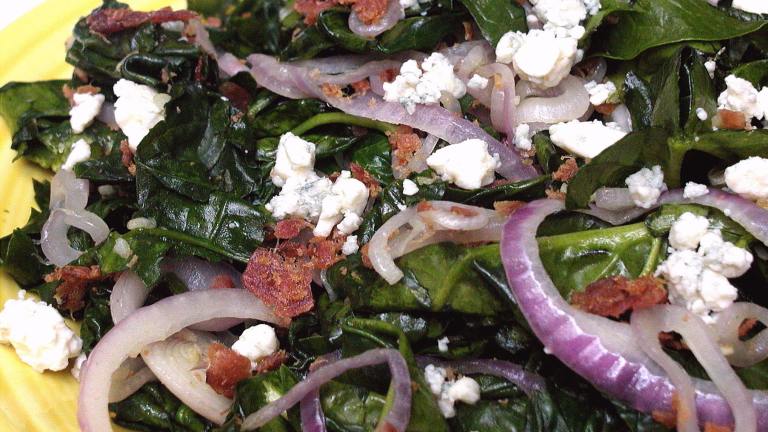 Sauteed Spinach With Red Onion, Bacon & Blue Cheese created by GaylaJ