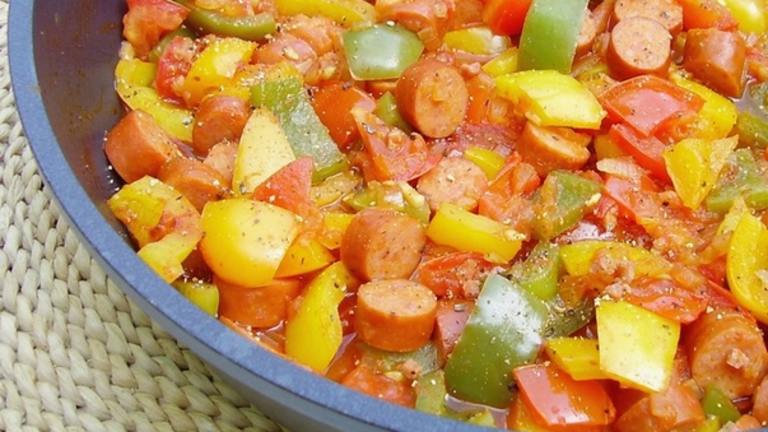 Smoked Sausage, Bell Peppers and Tomatoes Created by Inge 1505