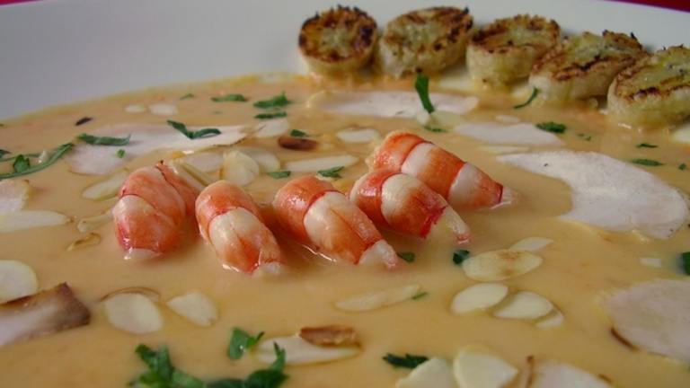 Caribbean Sweet Potato Soup With Ginger Shrimp Created by Thorsten