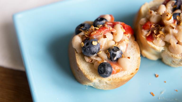 Red, White and Blue Bruschetta Created by Dine  Dish