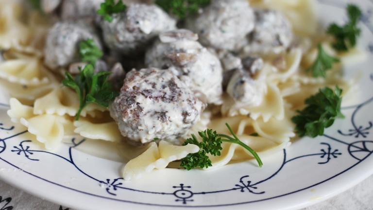 Onion Soup Swedish Meatballs Created by Swirling F.