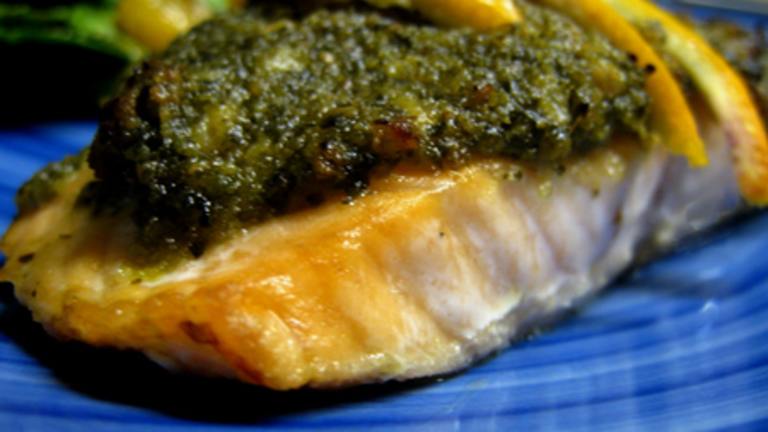 Salmon With Pesto Crust Created by Caroline Cooks