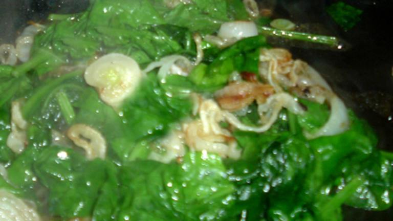 Spinach and Onion Stir Fry Created by Bergy