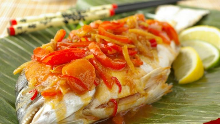 Chinese New Year Whole Fish With Sweet and Sour Vegetables Created by Thorsten