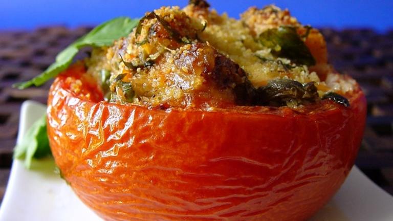 Baked Tomatoes Stuffed With Salmon, Garlic & Capers created by Thorsten