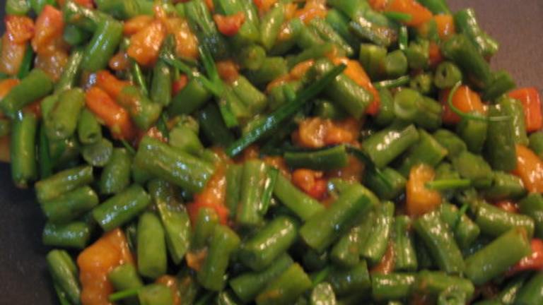 Sauteed Persimmons with Green Beans with Chives Created by Engrossed