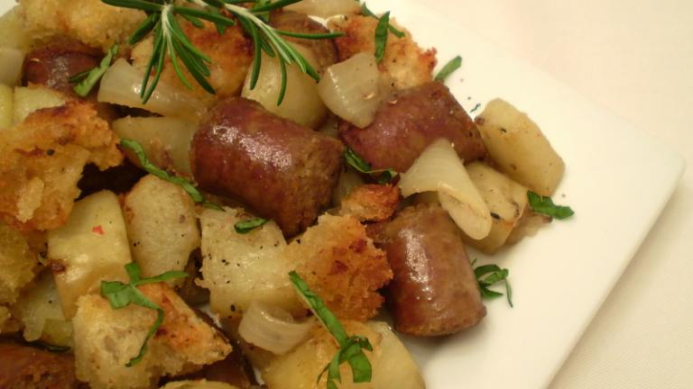 Sausages With Potatoes and Rosemary Created by TasteTester