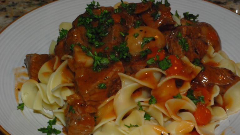 Beef in Red Wine Mushroom Sauce Created by carmenskitchen