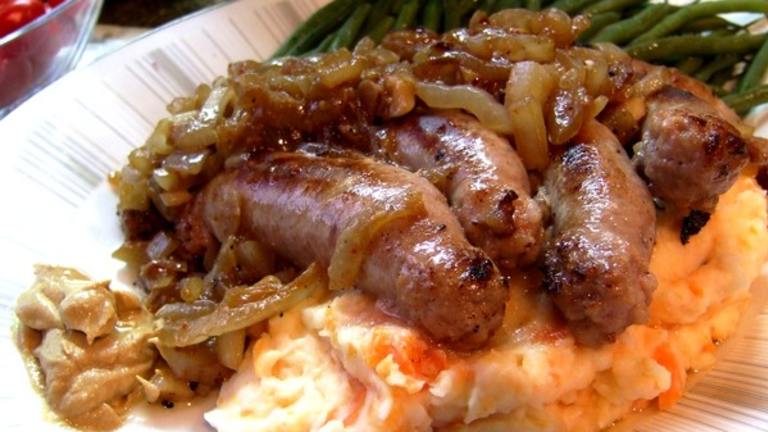 Bangers and Mash With Golden Onions created by Zurie