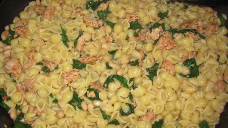 Pasta Shells With Beans, Greens, and Sausage Created by RedVinoGirl