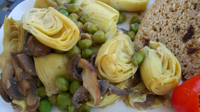 Artichoke Hearts, Green Peas and Mushrooms in a Lemon Sauce Created by ChefLee