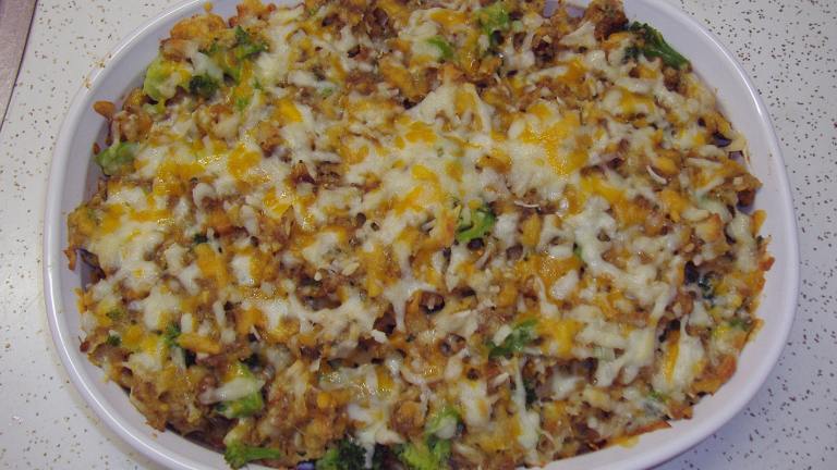 Baked Cheese Stuffing Casserole Created by Skinny Mini