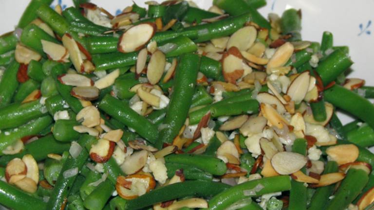 Green Beans With Blue Cheese and Toasted Almonds Created by MathMom.calif