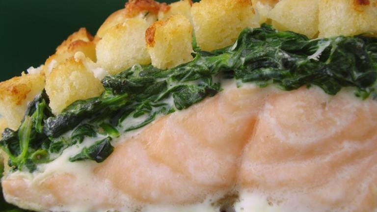 Baked Salmon With Mascarpone Spinach Created by Thorsten