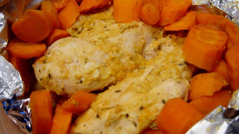 Honey-Mustard Chicken With Glazed Baby Carrots Created by Lori Mama