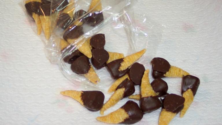 Chocolate Dipped  Peanut Butter Bugles created by Moe Larry Cheese