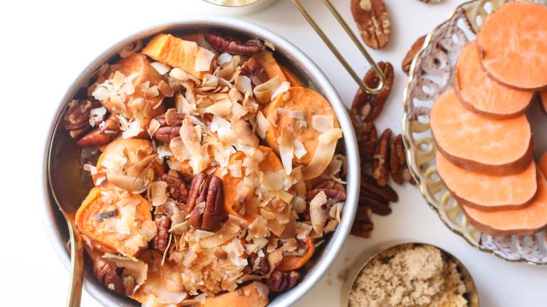 Slow Cooker Yams With Coconut and Pecans created by Probably This