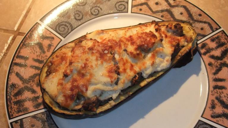 Moussaka-Style Stuffed Eggplant (Aubergine) created by Transplanted Englis