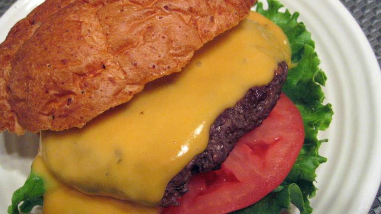 Classic Beef Burgers With Cheese Sauce Created by Brenda.