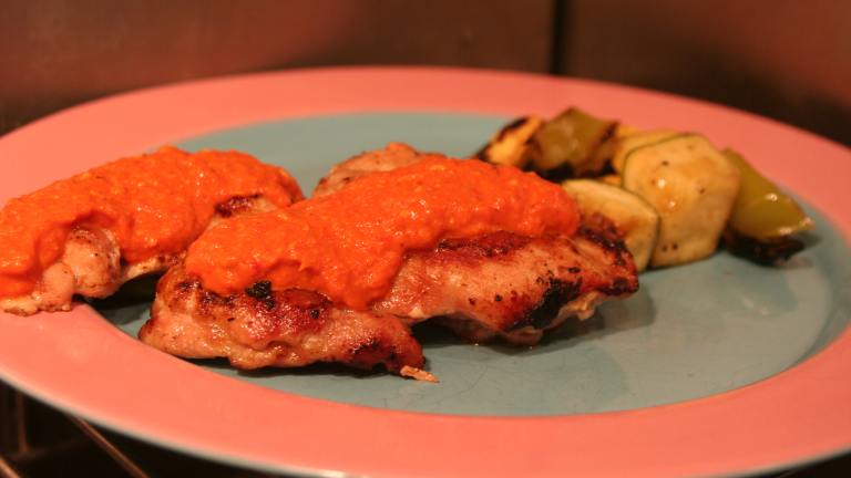 Pan-Fried Chicken With Red Pepper Pesto Created by fluffernutter