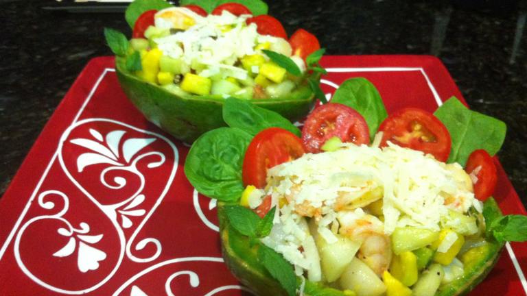 Shrimp & Scallop Salad in Avocado Cups Created by Laurita