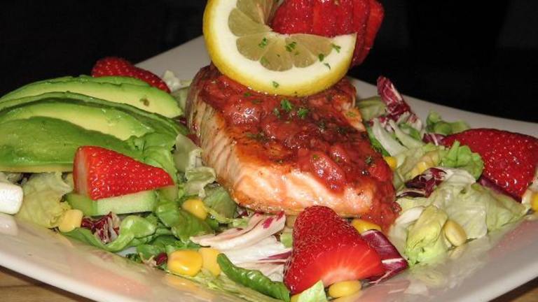 Salmon Steak With Strawberry Sauce Created by The Flying Chef