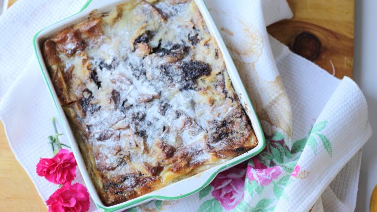 Nutella Bread Pudding Created by Swirling F.