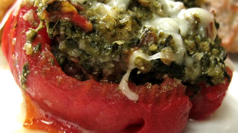Spinach Stuffed Tomatoes Created by Caroline Cooks