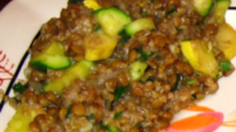 Lentil and Bulgur Pilaf With Green and Yellow Squash Created by KLHquilts