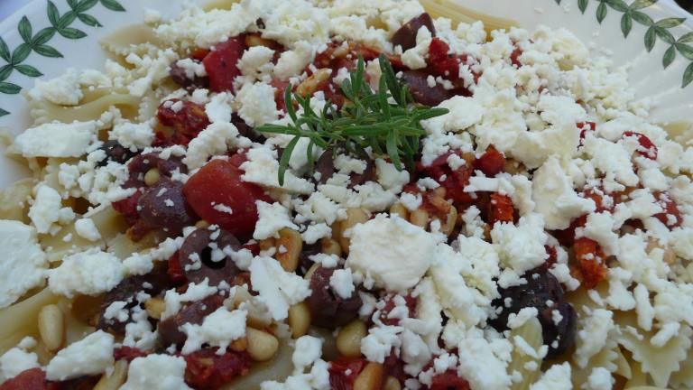 Bow Tie Pasta With Feta, Pine Nuts and Tomatoes Created by cookiedog