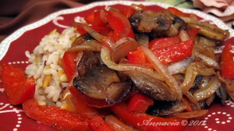 Mushroom, Red Pepper and Onion Saute Created by Annacia