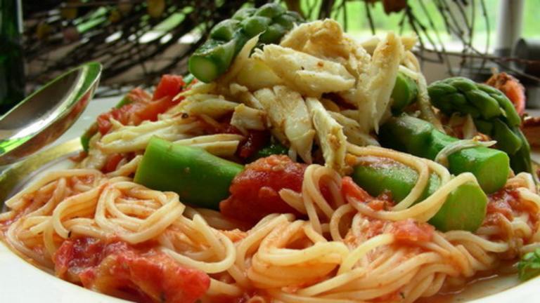 Spaghettini W/Crab, Asparagus & Sun-Dried Tomatoes created by Andi Longmeadow Farm